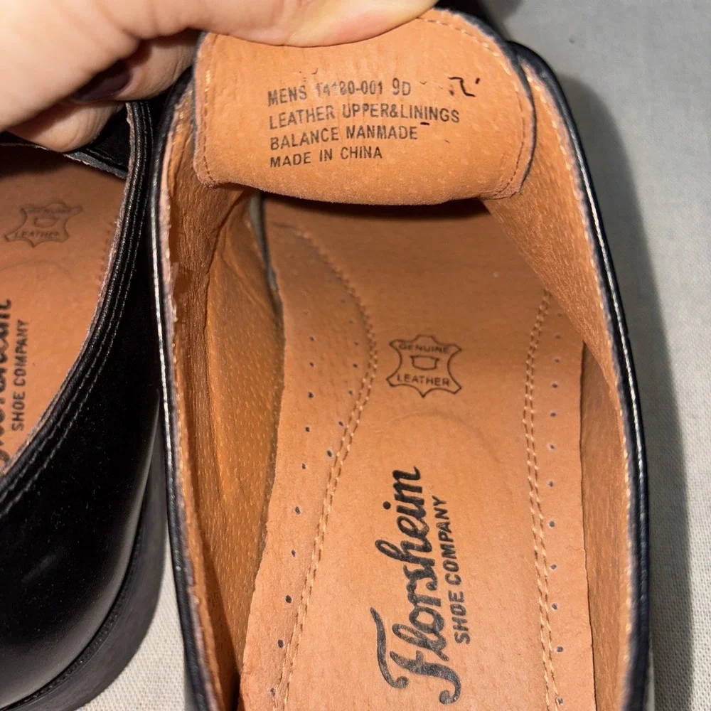 Men's FLORSHEIM Corbetta‎ Cap Toe Dress Shoes Black Leather 14180-001 Size 9D